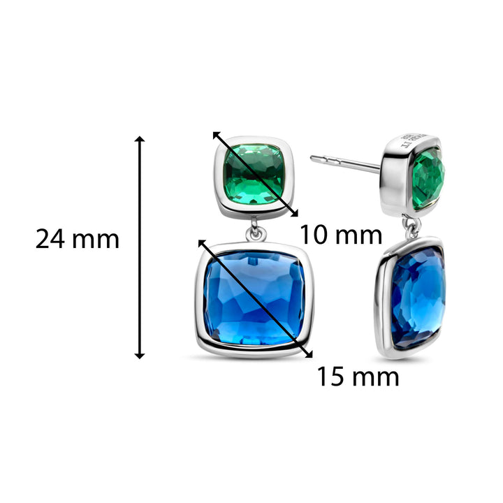 Ti Sento Dark Blue and Green Stone Drop Earrings - Michael Jones Jeweller