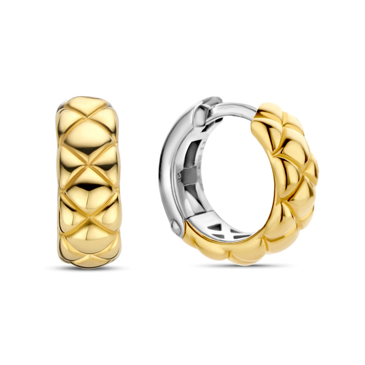 Ti Sento Yellow Gold Plated Clover Patterned Hoop Earrings