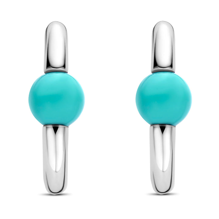 Ti Sento Turquoise Blue Oval Link Hoop Earrings - Michael Jones Jeweller