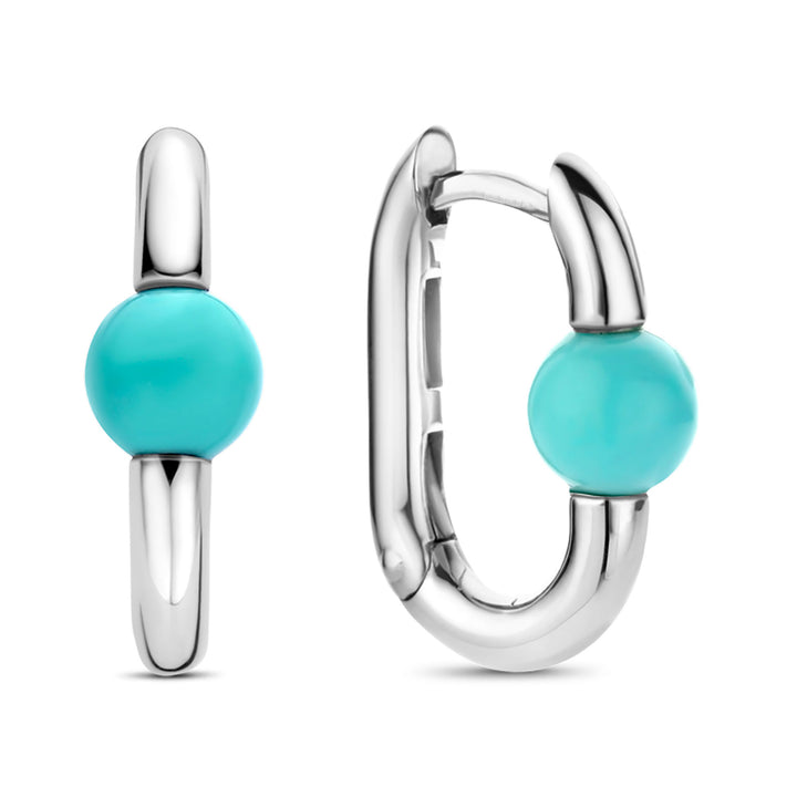 Ti Sento Turquoise Blue Oval Link Hoop Earrings - Michael Jones Jeweller