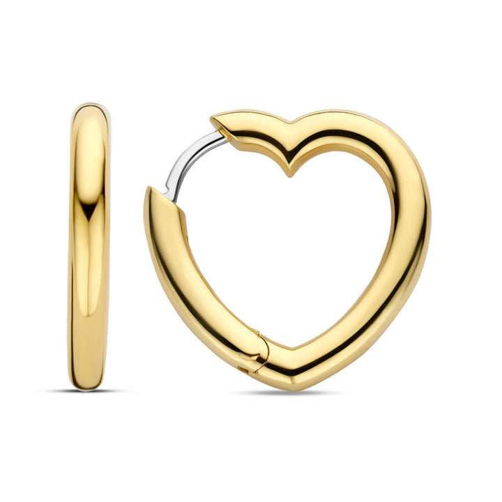 Ti Sento Yellow Gold Plated Heart Shaped Hoop Earrings