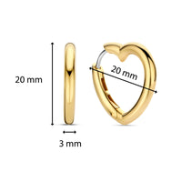 Ti Sento Yellow Gold Plated Heart Shaped Hoop Earrings