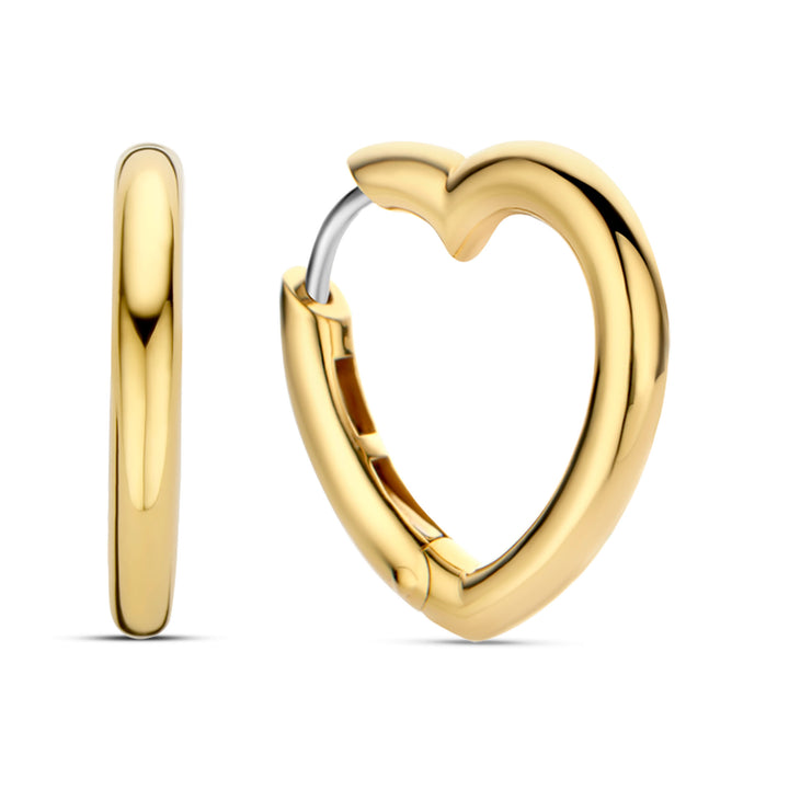 Ti Sento Yellow Gold Plated Heart Shaped Hoop Earrings