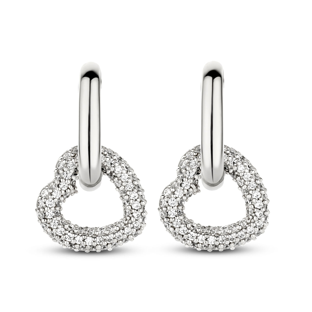 Ti Sento Pavé Cubic Zirconia Heart Oval Link Drop Earrings - Michael Jones Jeweller