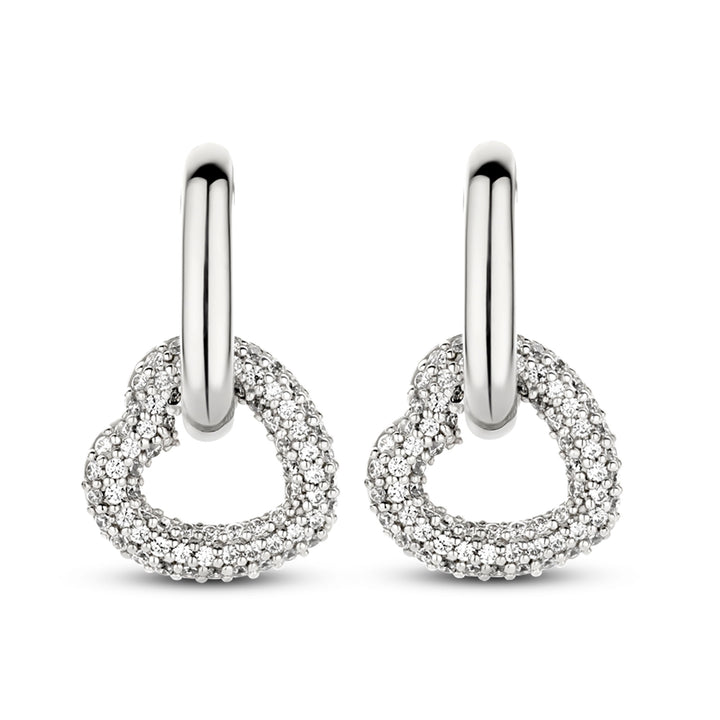 Ti Sento Pavé Cubic Zirconia Heart Oval Link Drop Earrings 7918ZI