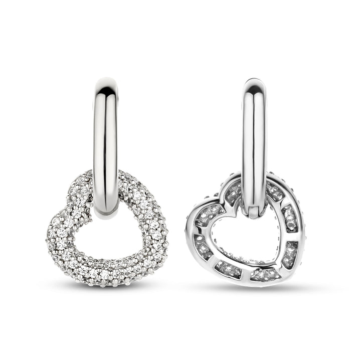 Ti Sento Pavé Cubic Zirconia Heart Oval Link Drop Earrings