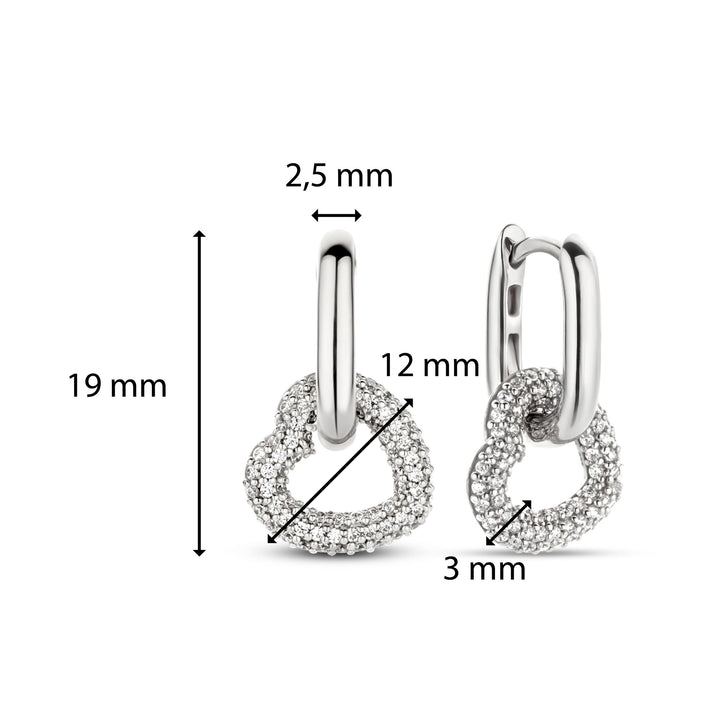 Ti Sento Pavé Cubic Zirconia Heart Oval Link Drop Earrings