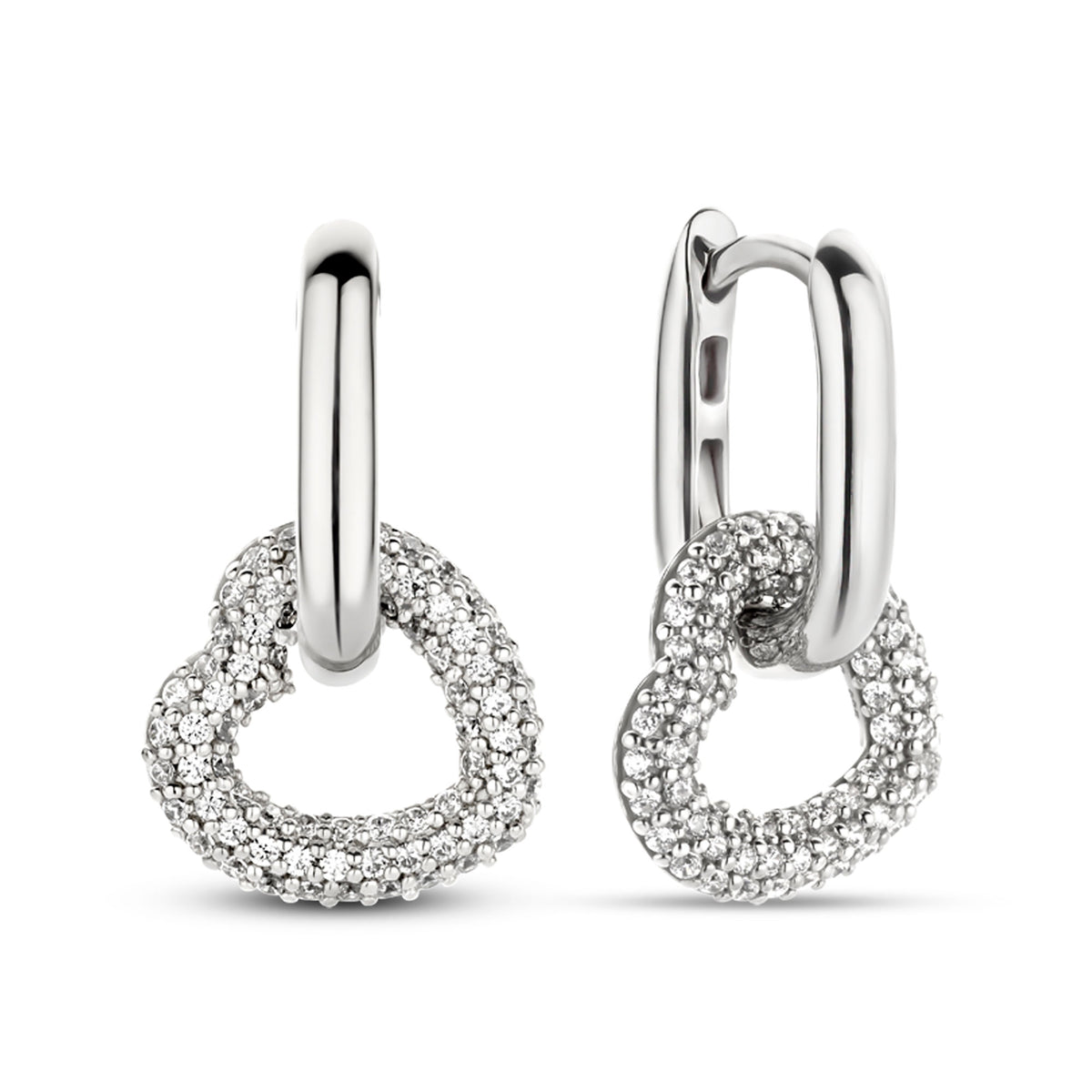Ti Sento Pavé Cubic Zirconia Heart Oval Link Drop Earrings - Michael Jones Jeweller