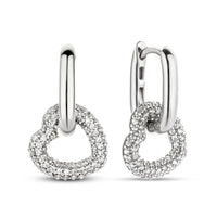 Ti Sento Pavé Cubic Zirconia Heart Oval Link Drop Earrings