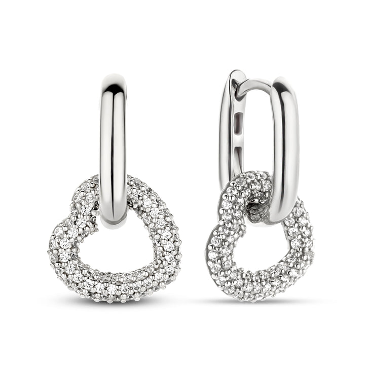 Ti Sento Pavé Cubic Zirconia Heart Oval Link Drop Earrings