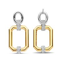 Ti Sento Yellow Gold Plated Pavé Cubic Zirconia Link Octagonal Drop Earrings