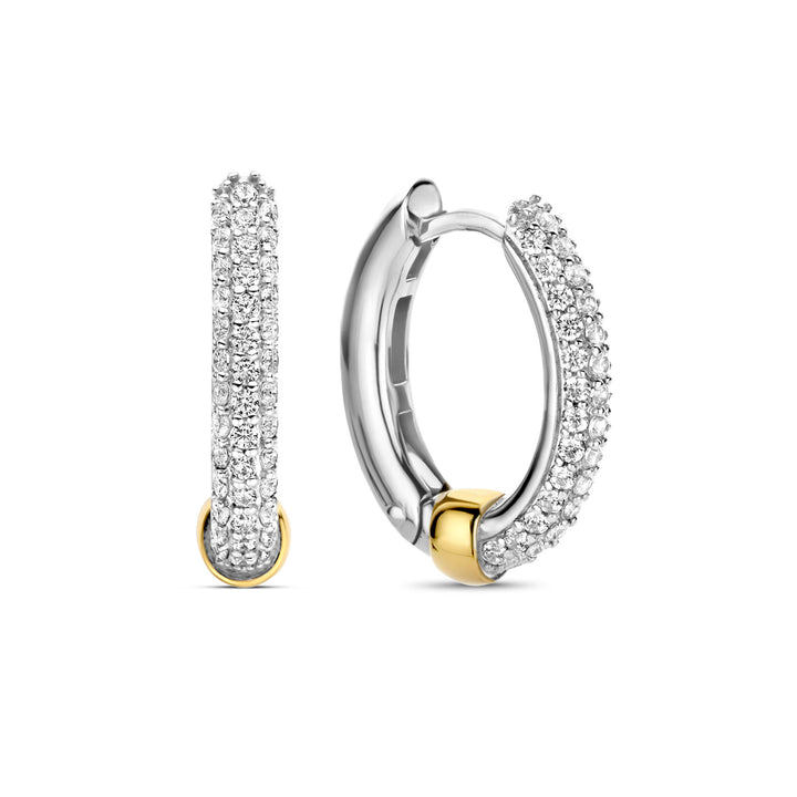 Ti Sento Yellow Gold Plated Cubic Zirconia Hoop Earrings - Michael Jones Jeweller