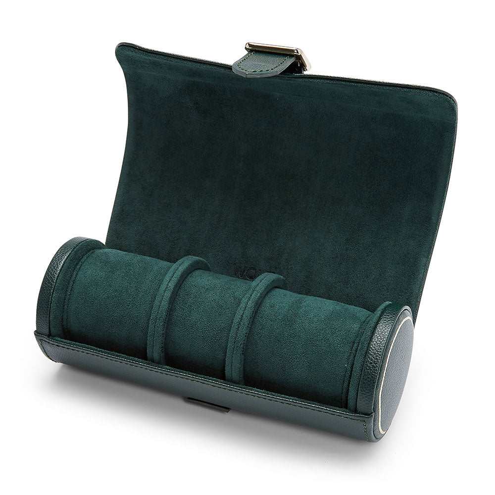 Wolf British Racing Green Triple Watch Roll - Michael Jones Jeweller