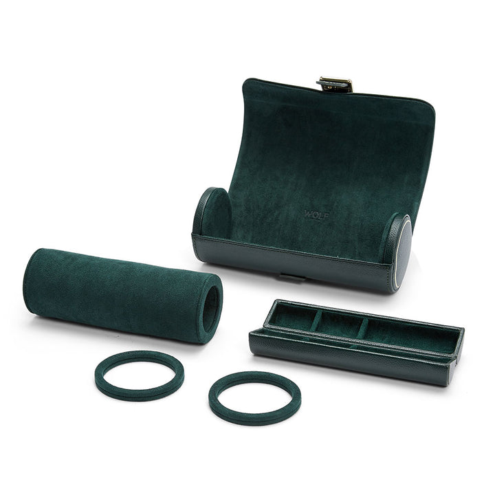 Wolf British Racing Green Triple Watch Roll - Michael Jones Jeweller