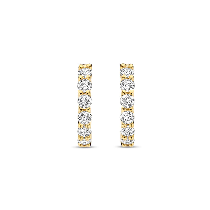 Ti Sento Yellow Gold Plated Cubic Zirconia Small 12mm Huggy Hoop Earrings