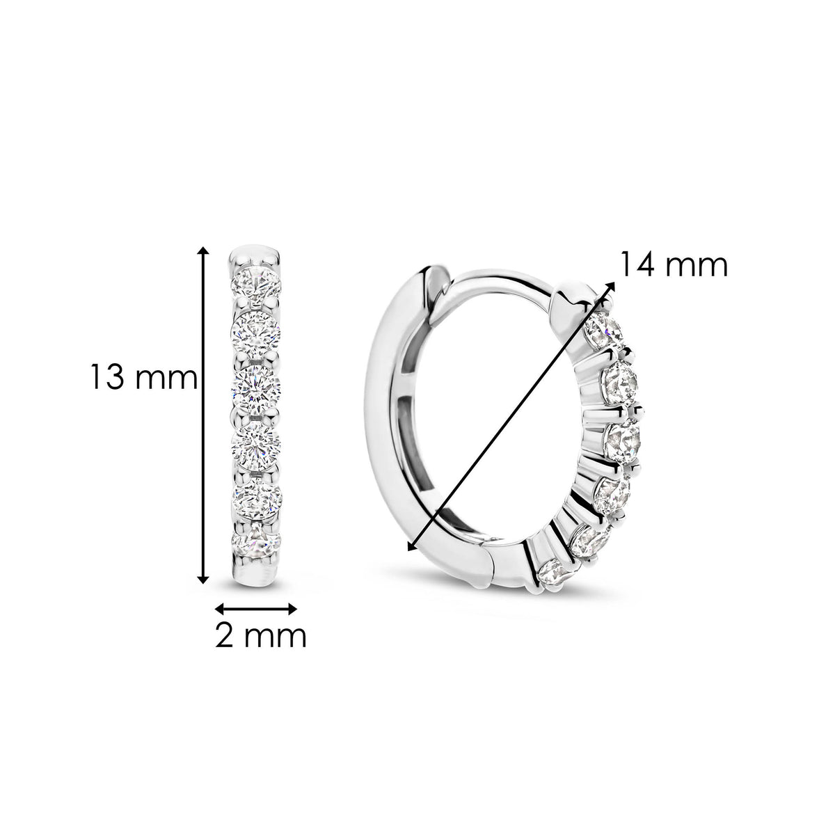 Ti Sento Cubic Zirconia Small 14mm Huggy Hoop Earrings - Michael Jones Jeweller