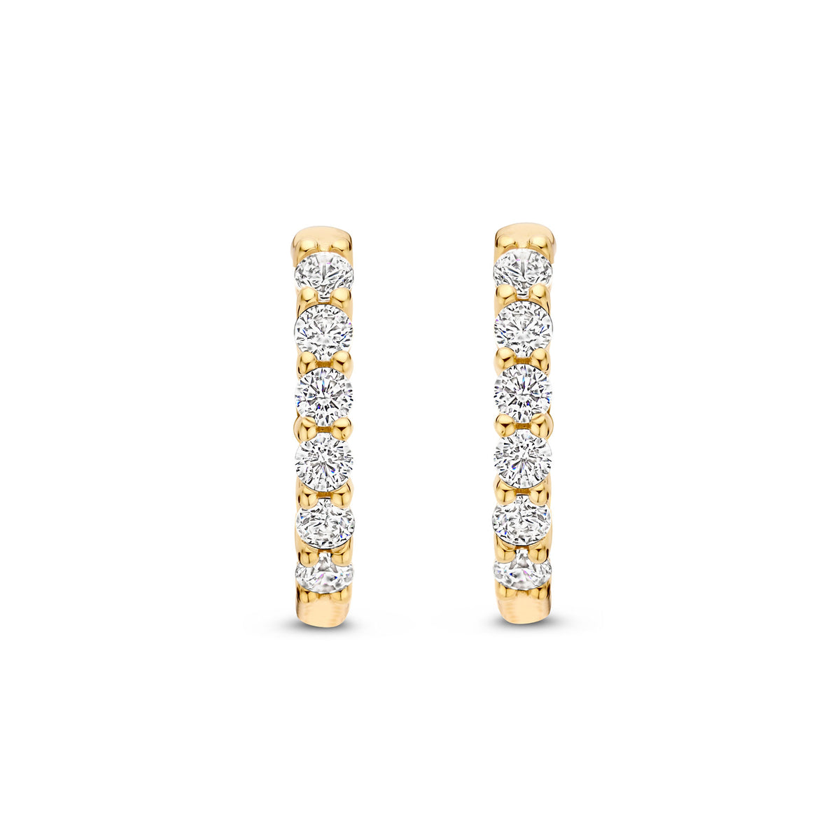 Ti Sento Yellow Gold Plated Cubic Zirconia Small 14mm Huggy Hoop Earrings - Michael Jones Jeweller