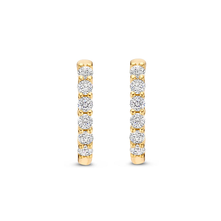 Ti Sento Yellow Gold Plated Cubic Zirconia Small 14mm Huggy Hoop Earrings - Michael Jones Jeweller