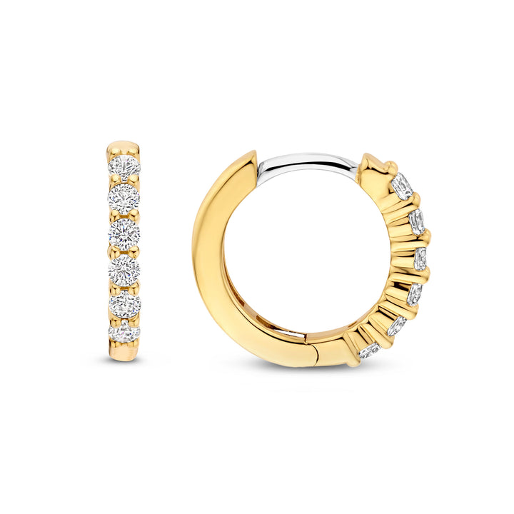 Ti Sento Yellow Gold Plated Cubic Zirconia Small 14mm Huggy Hoop Earrings