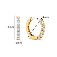 Ti Sento Yellow Gold Plated Cubic Zirconia Small 14mm Huggy Hoop Earrings