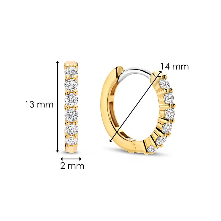 Ti Sento Yellow Gold Plated Cubic Zirconia Small 14mm Huggy Hoop Earrings