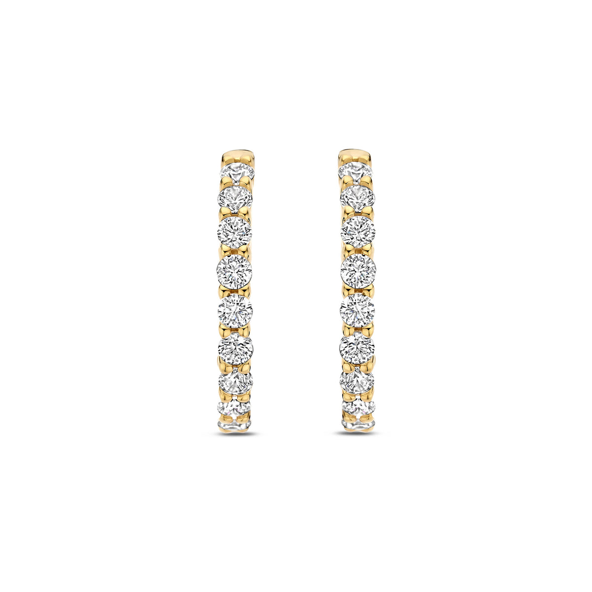 Ti Sento Yellow Gold Plated Cubic Zirconia Medium 18mm Huggy Hoop Earrings - Michael Jones Jeweller