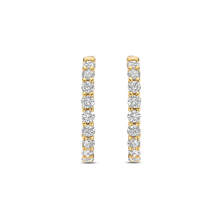 Ti Sento Yellow Gold Plated Cubic Zirconia Medium 18mm Huggy Hoop Earrings - Michael Jones Jeweller