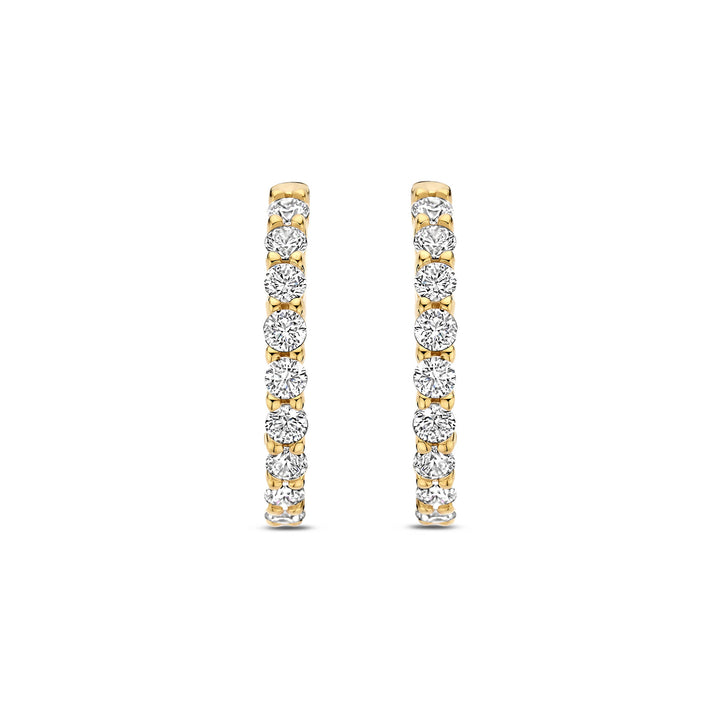 Ti Sento Yellow Gold Plated Cubic Zirconia Medium 18mm Huggy Hoop Earrings