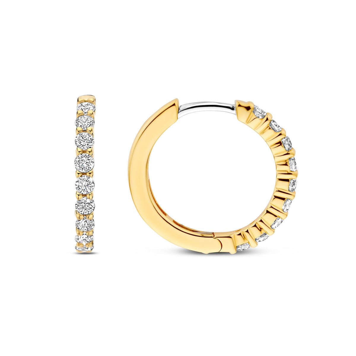 Ti Sento Yellow Gold Plated Cubic Zirconia Medium 18mm Huggy Hoop Earrings - Michael Jones Jeweller