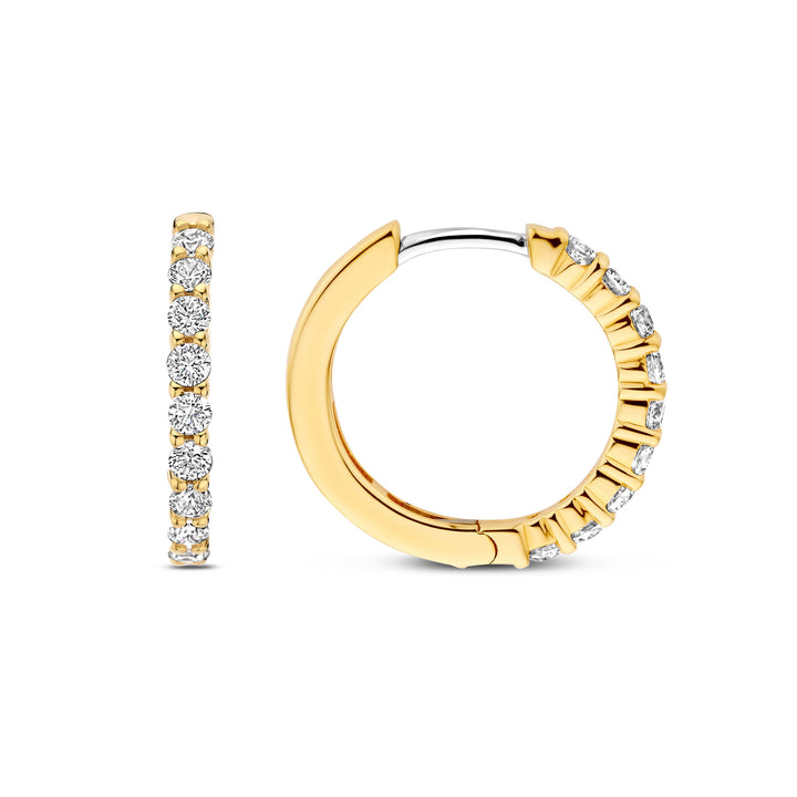 Ti Sento Yellow Gold Plated Cubic Zirconia Medium 18mm Huggy Hoop Earrings - Michael Jones Jeweller