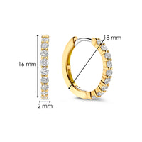 Ti Sento Yellow Gold Plated Cubic Zirconia Medium 18mm Huggy Hoop Earrings