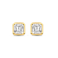 Ti Sento Yellow Gold Plated Square Cubic Zirconia Stud Earrings - Michael Jones Jeweller