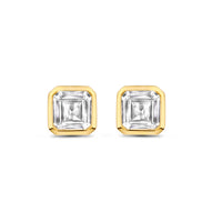 Ti Sento Yellow Gold Plated Square Cubic Zirconia Stud Earrings - Michael Jones Jeweller