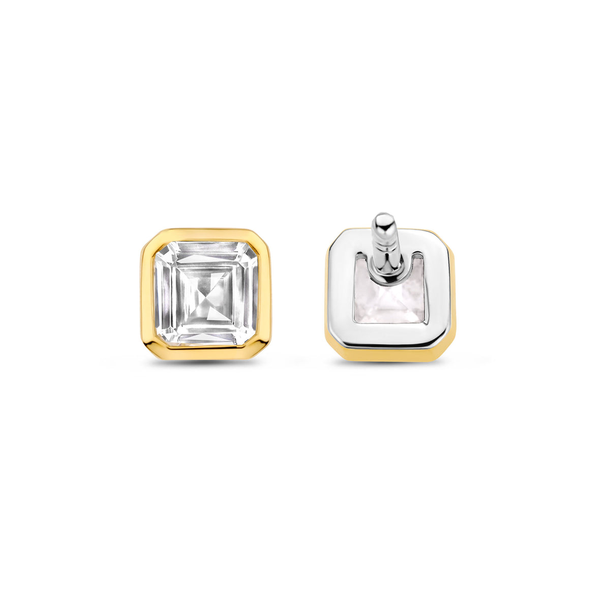 Ti Sento Yellow Gold Plated Square Cubic Zirconia Stud Earrings - Michael Jones Jeweller