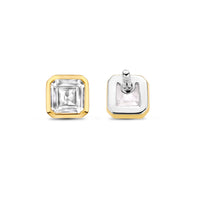 Ti Sento Yellow Gold Plated Square Cubic Zirconia Stud Earrings