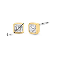 Ti Sento Yellow Gold Plated Square Cubic Zirconia Stud Earrings - Michael Jones Jeweller
