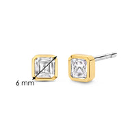 Ti Sento Yellow Gold Plated Square Cubic Zirconia Stud Earrings - Michael Jones Jeweller