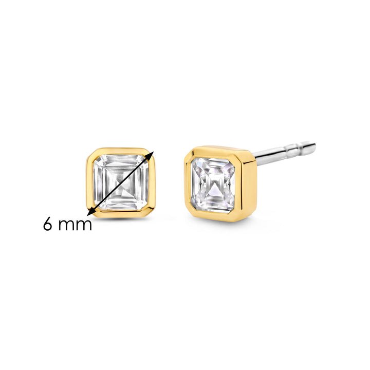 Ti Sento Yellow Gold Plated Square Cubic Zirconia Stud Earrings