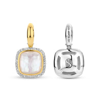 Ti Sento Yellow Gold Plated Mother of Pearl White and Cubic Zirconia Drop Hoop Earrings - Michael Jones Jeweller