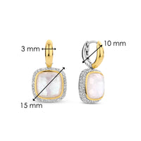 Ti Sento Yellow Gold Plated Mother of Pearl White and Cubic Zirconia Drop Hoop Earrings - Michael Jones Jeweller