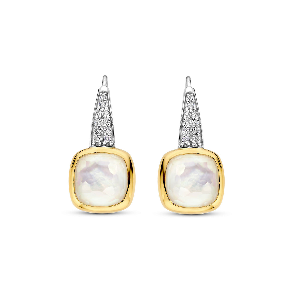 Ti Sento Yellow Gold Plated Mother of Pearl White Drop Earrings - Michael Jones Jeweller