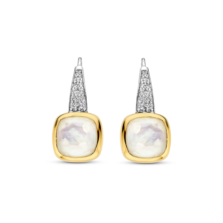 Ti Sento Yellow Gold Plated Mother of Pearl White Drop Earrings 7969MW