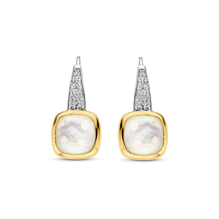 Ti Sento Yellow Gold Plated Mother of Pearl White Drop Earrings