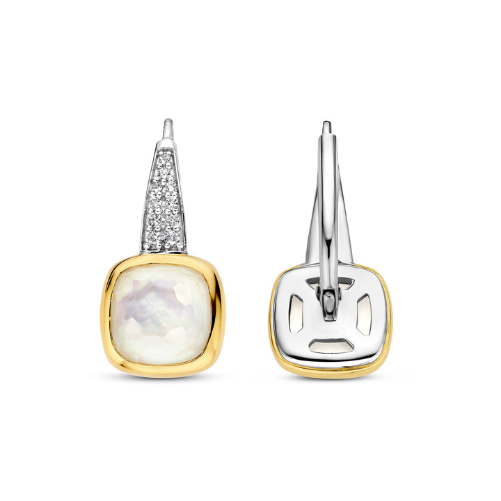 Ti Sento Yellow Gold Plated Mother of Pearl White Drop Earrings - Michael Jones Jeweller