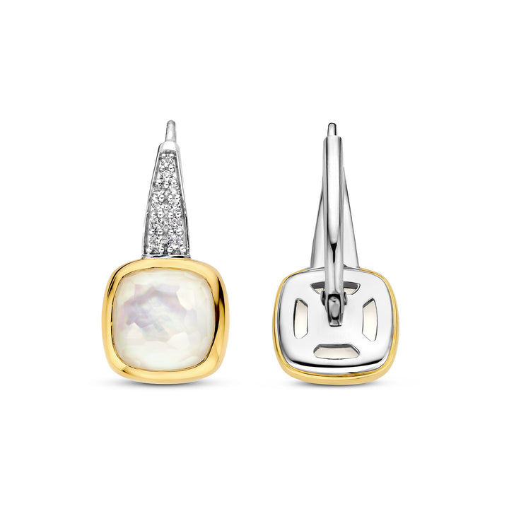 Ti Sento Yellow Gold Plated Mother of Pearl White Drop Earrings