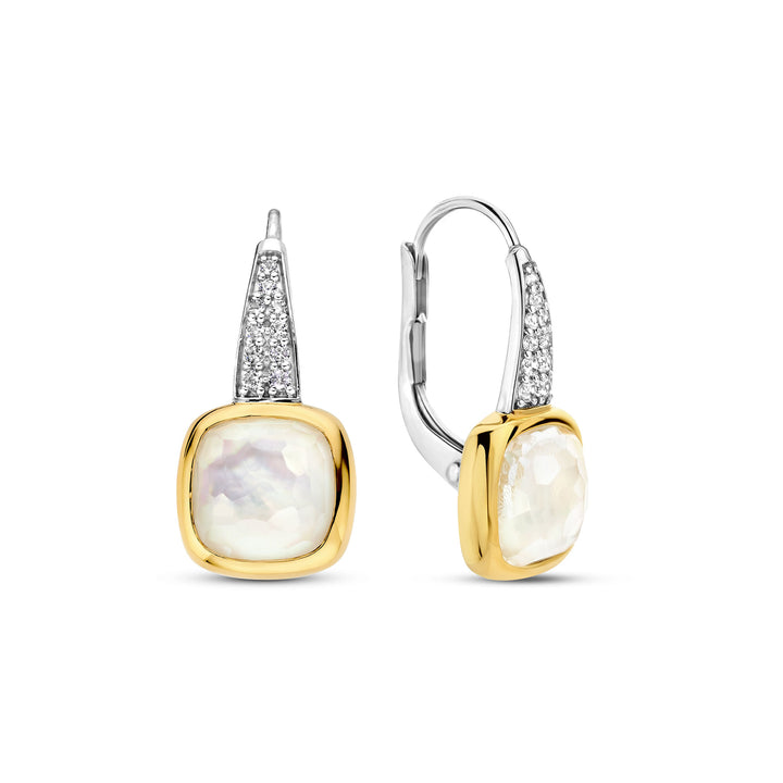 Ti Sento Yellow Gold Plated Mother of Pearl White Drop Earrings