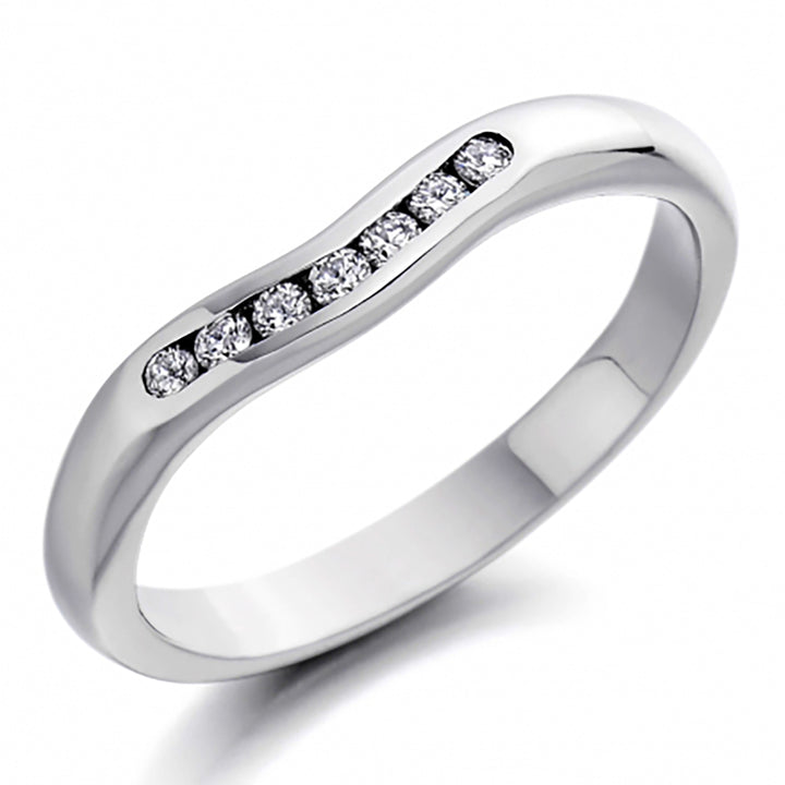 3mm Shaped Diamond Set Platinum Wedding Ring