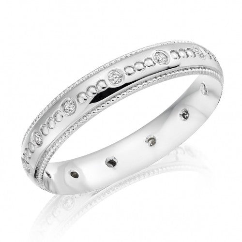 Diamond Set Patterned Platinum Wedding Ring - Michael Jones Jeweller