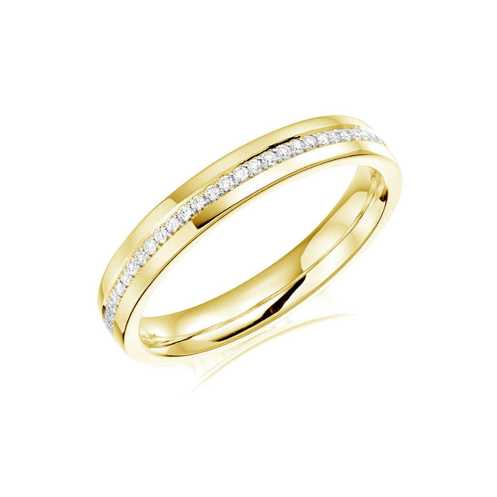 Diamond Set 3mm 18ct Yellow Gold Wedding Ring