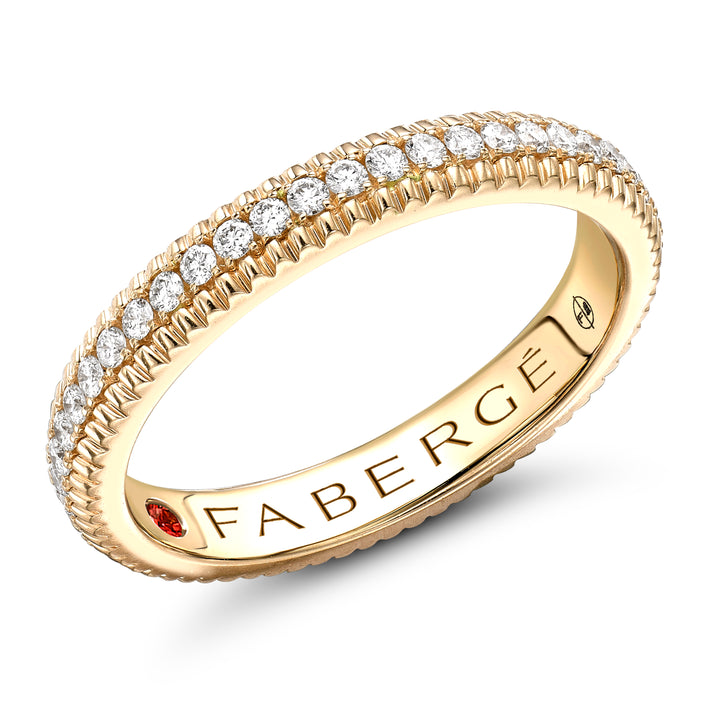 Fabergé Colours of Love Yellow Gold Diamond Set Fluted Ring - Michael Jones Jeweller